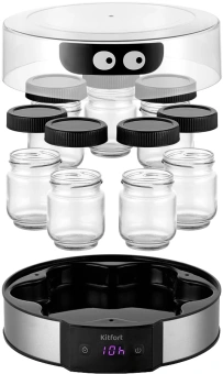 Йогуртница Kitfort КТ-6295 20Вт 7б. 190мл упр.:электрон. серебристый/черный - купить недорого с доставкой в интернет-магазине