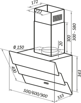 Вытяжка каминная Maunfeld Cascada Push 60 черный управление: кнопочное (1 мотор) - купить недорого с доставкой в интернет-магазине