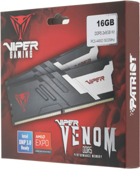 Память DDR5 2x8GB 5600MHz Patriot PVV516G560C40K Viper Venom RTL Gaming PC5-44800 CL40 DIMM 288-pin 1.25В kit с радиатором Ret - купить недорого с доставкой в интернет-магазине
