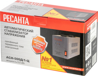 Стабилизатор напряжения Ресанта АСН-500Д/1-Ц 0.5кВА однофазный серый (63/6/37) - купить недорого с доставкой в интернет-магазине