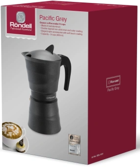 Кофеварка гейзерн. Rondell Pacific Grey RDA-1901 0.45л алюминий серый - купить недорого с доставкой в интернет-магазине