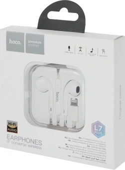 Гарнитура вкладыши Hoco L7 Plus 1.2м белый проводные в ушной раковине - купить недорого с доставкой в интернет-магазине