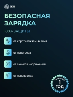 Мобильный аккумулятор Cactus CS-PBFSTA-10000 10000mAh 22.5W 4.5A USB-C беспров.зар. серый - купить недорого с доставкой в интернет-магазине