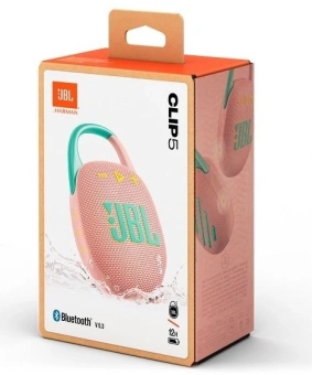Колонка порт. JBL Clip 5 розовый 7W Mono BT 1400mAh - купить недорого с доставкой в интернет-магазине