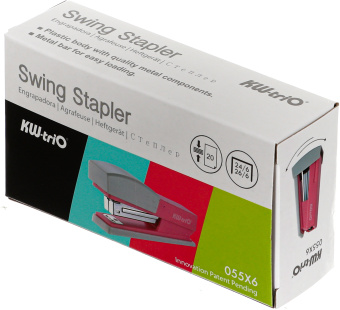 Степлер Kw-Trio 055X6-PNK Swing Standing 24/6 26/6 (20листов) розовый 100скоб пластик коробка - купить недорого с доставкой в интернет-магазине