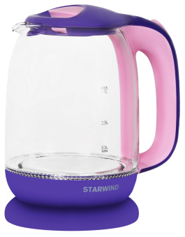 Чайник электрический Starwind SKG1513 1.7л. 2200Вт фиолетовый/розовый (корпус: стекло) - купить недорого с доставкой в интернет-магазине