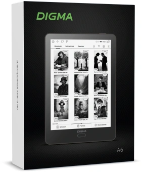 Электронная книга Digma A6 plus 6" E-Ink Carta 758x1024 Touch Screen 1.8Ghz 1Gb/32Gb/SD/microSDHC/подсветка дисплея темно-серый (в компл.:обложка) - купить недорого с доставкой в интернет-магазине