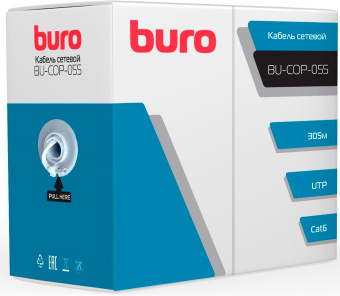 Кабель сетевой Buro UTP 4 пары cat6 solid 0.55мм Cu 305м серый - купить недорого с доставкой в интернет-магазине
