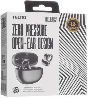 Гарнитура вкладыши Tecno Freehear 2 OW02 черный беспроводные bluetooth клипса (OW02 BLACK) - купить недорого с доставкой в интернет-магазине