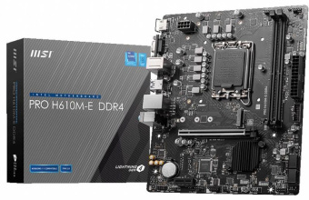 Материнская плата MSI PRO H610M-E DDR4 Soc-1700 Intel H610 2xDDR4 mATX AC`97 8ch(7.1) GbLAN+VGA+HDMI - купить недорого с доставкой в интернет-магазине