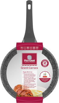 Сковорода Rondell Granit Carrara RDA-1846 круглая 28см покрытие: Quantum2 ручка несъемная (без крышки) серый - купить недорого с доставкой в интернет-магазине