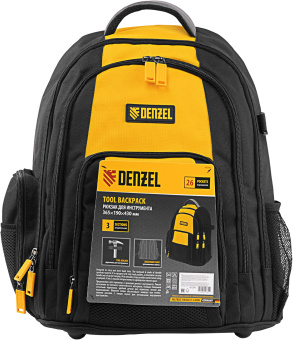 Рюкзак для инструментов Denzel 90296 37л 3отд. 26карм. черный/желтый - купить недорого с доставкой в интернет-магазине