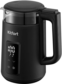 Чайник электрический Kitfort КТ-6714 1.7л. 2200Вт черный корпус: стекло/металл/пластик - купить недорого с доставкой в интернет-магазине