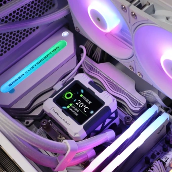 Система водяного охлаждения Thermalright Frozen Warframe 360 ARGB Soc-AM5/AM4/1200/1700/1851 белый 4-pin 29.8dB Al LCD Ret (F-WFRAME-360-WH-ARGB) - купить недорого с доставкой в интернет-магазине