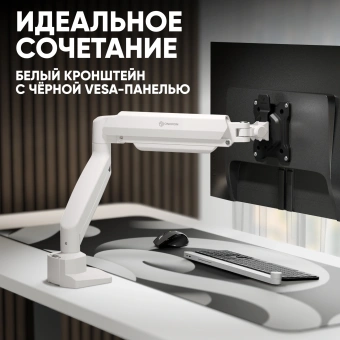 Кронштейн для мониторов Onkron G80 BW черный/белый 13"-32" макс.8кг настольный поворот и наклон верт.перемещ. - купить недорого с доставкой в интернет-магазине