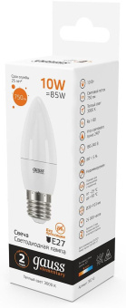 Лампа светодиодная Gauss Elementary 30210 10Вт цок.:E27 свеча 220B св.свеч.бел.теп. (упак.:10шт) - купить недорого с доставкой в интернет-магазине