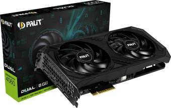 Видеокарта Palit PCI-E 4.0 RTX4060 DUAL NVIDIA GeForce RTX 4060 8Gb 128bit GDDR6 1830/17000 HDMIx1 DPx3 HDCP Ret - купить недорого с доставкой в интернет-магазине