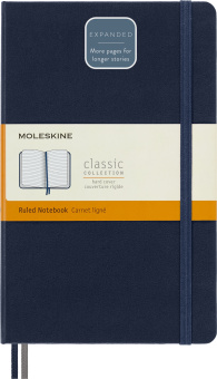 Блокнот Moleskine CLASSIC EXPENDED QP060EXPB20 Large 130х210мм 400стр. линейка твердая обложка синий сапфир - купить недорого с доставкой в интернет-магазине