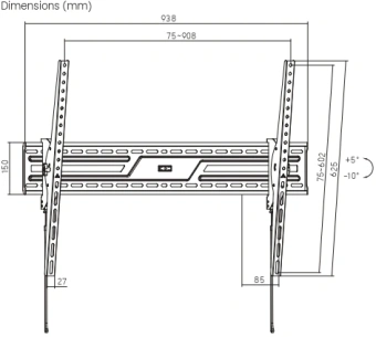 Кронштейн для телевизора Ultramounts UM850T черный 43"-100" макс.75кг настенный наклон - купить недорого с доставкой в интернет-магазине