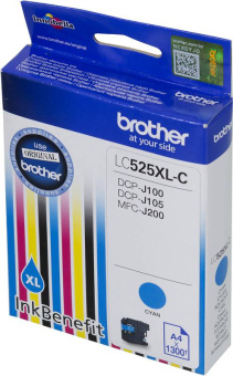Картридж струйный Brother LC525XLC голубой (1300стр.) для Brother DCP-J100/J105/J200 - купить недорого с доставкой в интернет-магазине