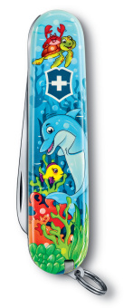 Нож перочинный Victorinox My First Victorinox Dolphin Edition (0.2373.E1) 84мм 9функц. голубой/рисунок карт.коробка - купить недорого с доставкой в интернет-магазине