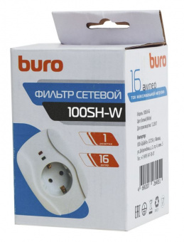 Сетевой фильтр Buro 100SH-W (1 розетка) белый (коробка) - купить недорого с доставкой в интернет-магазине