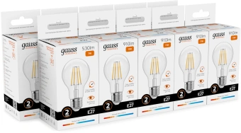 Лампа филам. Gauss Filament 7Вт цок.:E27 груша 220B св.свеч.бел.теп. (упак.:10шт) (22217) - купить недорого с доставкой в интернет-магазине