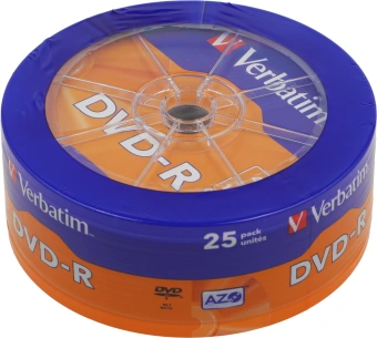 Диск DVD-R Verbatim 4.7Gb 16x wagon wheel (25шт) (43730) - купить недорого с доставкой в интернет-магазине