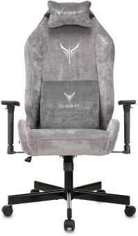 Кресло игровое Knight N1 Fabric серый Light-19 с подголов. крестов. металл - купить недорого с доставкой в интернет-магазине