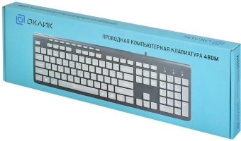 Клавиатура Оклик 480M черный/серый USB slim Multimedia (1067199) кабель 1.5м - купить недорого с доставкой в интернет-магазине