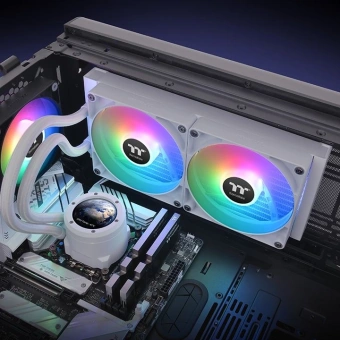 Система водяного охлаждения Thermaltake TH280 V2 Ultra Snow ARGB Soc-AM5/AM4/1151/1200/1700 белый 4-pin 34.7dB Al+Cu LCD Ret (CL-W406-PL14SW-A) - купить недорого с доставкой в интернет-магазине