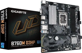 Материнская плата Gigabyte B760M D3HP Soc-1700 Intel B760 4xDDR5 mATX AC`97 8ch(7.1) GbLAN RAID+VGA+HDMI+DP - купить недорого с доставкой в интернет-магазине