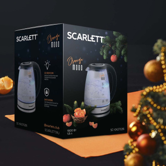Чайник электрический Scarlett SC-EK27G36 1.8л. 1800Вт черный корпус: стекло/пластик - купить недорого с доставкой в интернет-магазине