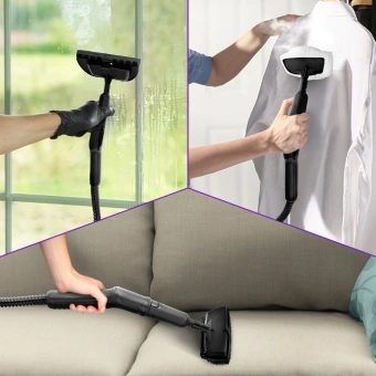 Швабра паровая Kitfort КТ-1072 1300Вт белый/черный - купить недорого с доставкой в интернет-магазине