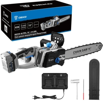Цепная пила Deko DKCHS 40 PRO аккум. 40Вт дл.шины:16" (40cm) 2аккум. 4Ач ЗУ (083-2002) - купить недорого с доставкой в интернет-магазине
