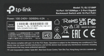 Коммутатор TP-Link TL-SL1218MP (L2) 16x100Мбит/с 2x1Гбит/с 2xКомбо(1000BASE-T/SFP) 16PoE+ 192W неуправляемый - купить недорого с доставкой в интернет-магазине