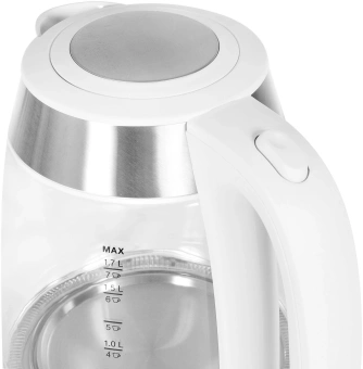 Чайник электрический Hyundai HYK-G4033 1.7л. 2200Вт белый/серебристый корпус: стекло - купить недорого с доставкой в интернет-магазине