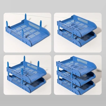 Лоток горизонтальный Deli E9213 BLUE сборный для бумаг 325x241x155мм синий пластик (упак.:3шт) пластиковый пакет - купить недорого с доставкой в интернет-магазине