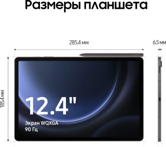 Планшет Samsung Galaxy Tab S9 FE+ BSM-X616B 1380 (2.4) 8C RAM8Gb ROM128Gb 12.4" TFT 2560x1600 5G eSIM Android 13 графит 8Mpix 12Mpix BT WiFi microSD 1Tb 10090mAh - купить недорого с доставкой в интернет-магазине