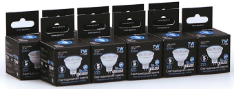 Лампа светодиодная Gauss Black 7Вт цок.:GU5.3 рефлек. 220B 4100K св.свеч.бел.нейт. MR16 (упак.:10шт) (101505207) - купить недорого с доставкой в интернет-магазине