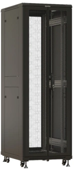 Шкаф серверный Hyperline (TTBR-3761-DD-RAL9004) напольный 37U 600x1000мм пер.дв.перфор.2ств. задн.дв.перфор.2-хст. направл.под закл.гайки 1000кг черный 910мм 1833мм IP20 сталь - купить недорого с доставкой в интернет-магазине