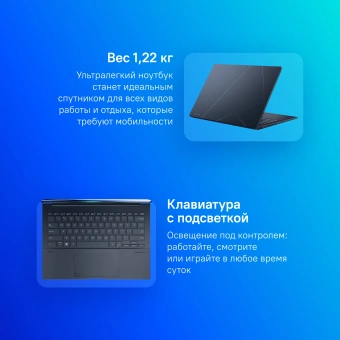 Ноутбук Asus Zenbook 14 OLED UX3405MA-QD986 Core Ultra 5 125H 16Gb SSD512Gb Intel Arc 14" OLED FHD+ (1920x1200) без ОС blue WiFi BT Cam Bag (90NB11R1-M01SL0) - цена, купить или заказать с доставкой в интернет-магазине Ноутбук Asus Zenbook 14 OLED UX3405MA-QD986 Core Ultra 5 125H 16Gb SSD512Gb Intel Arc 14" OLED FHD+ (1920x1200) без ОС blue WiFi BT Cam Bag (90NB11R1-M01SL0) - купить недорого с доставкой в интернет-магазине