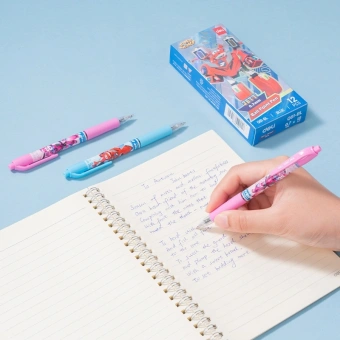 Ручка шариков. автоматическая Deli Super Wings (EQ61-BL) ассорти d=0.7мм син. черн. 1стерж. пулевидный пиш. наконечник кругл. резин. манжета чернила пониженной вязкости - купить недорого с доставкой в интернет-магазине