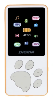 Плеер Hi-Fi Flash Digma S4 8Gb белый/оранжевый/1.8"/FM/microSDHC - купить недорого с доставкой в интернет-магазине
