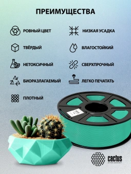 Пластик для принтера 3D Cactus CS-3D-PLA-1KG-DARKGN PLA d1.75мм 1кг L326м 1цв. - купить недорого с доставкой в интернет-магазине