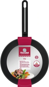 Сковорода Rondell Via RDA-1851 круглая 28см покрытие: Xylan Plus ручка несъемная (без крышки) черный - купить недорого с доставкой в интернет-магазине
