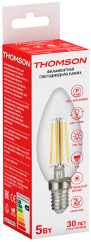 Лампа филам. Thomson Filament TH-B2066 5Вт цок.:E14 свеча 220B св.свеч.бел.нейт. Candle (упак.:1шт) - купить недорого с доставкой в интернет-магазине