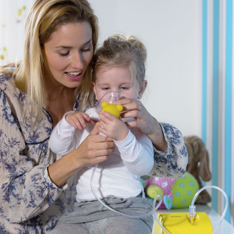 Ингалятор Omron NE-C24 Kids (NE-C801S-KDRU) компрессорный стационарный желтый - купить недорого с доставкой в интернет-магазине