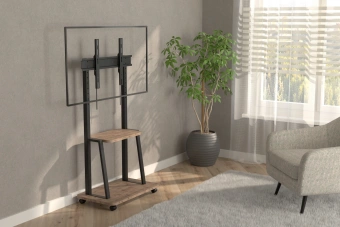 Стойка для телевизора Holder PR-108 черный/дуб 32"-65" макс.40кг напольный мобильный - купить недорого с доставкой в интернет-магазине