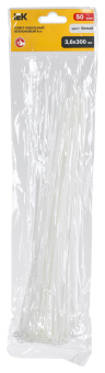 Хомут IEK UHH20-D036-300-050 300x3.6мм (упак:50шт) нейлон белый - купить недорого с доставкой в интернет-магазине